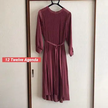 12Twelve Agenda 로즈 핑크 긴팔 원피스 허리 벨트 포함