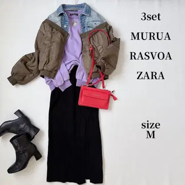 한국 스타일 MA-1 레이어드 코디 세트 MURUAZARARASVOA M