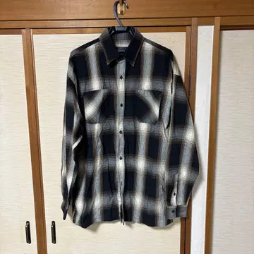 오버 사이즈 체크 셔츠 브라운