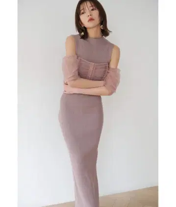 SNIDEL 튤 볼레로 원피스 아이보리