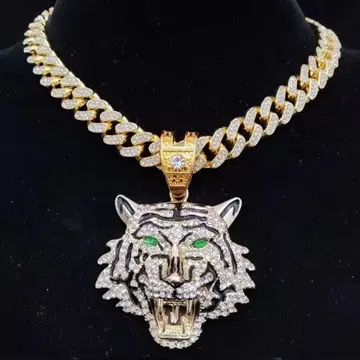 호랑이 머리 펜던트 골드 컬러 50.8cm 목걸이
