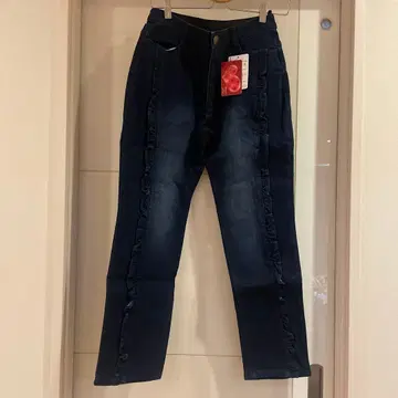 &LOVE 따뜻한 속기모 프릴 보이프렌드 데님 팬츠 네이비 M