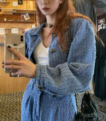 데님 숏 자켓 와이드 팬츠 셋업