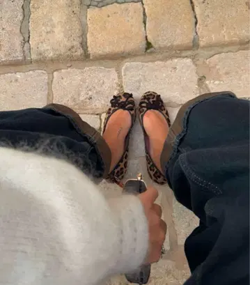 레오파드 레오파드 무늬 발레 슈즈 해외 걸