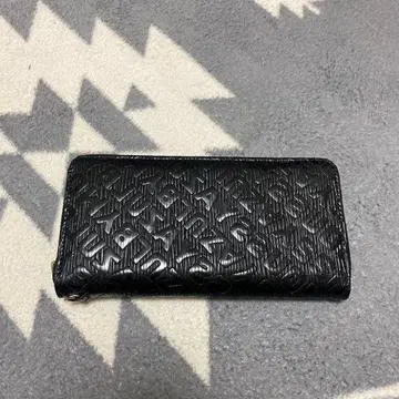 블랙 가죽 장지갑 엠보싱 로고