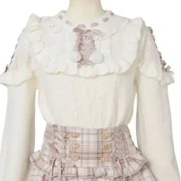 리즈리사 스핀들 폼폼 니트 상의 화이트