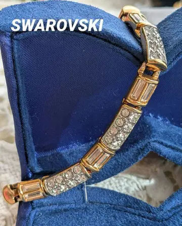 SWAROVSKI 골드 컬러 클리어 크리스탈 스퀘어 팔찌