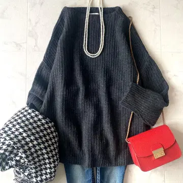 새상품급 비어즐리 캐시미어 골지 보트넥 풀오버 와이드 루즈핏