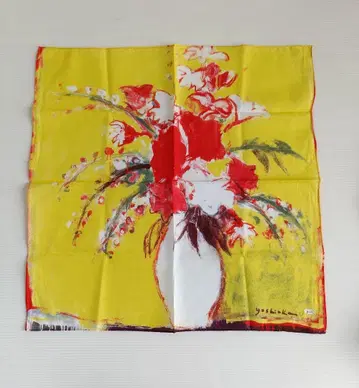 미사용 새상품 요시오카 코지 손수건 회화 유화 꽃무늬