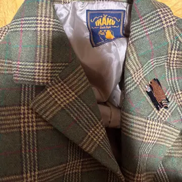 IKAKU 테일러드 자켓 그린 계열 체크