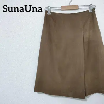 수나우나 엘모자 스웨이드 스커트 에코 스웨이드 비대칭 디자인