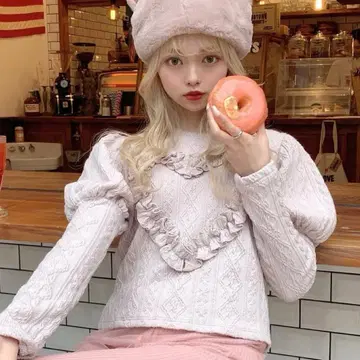 milk 하트 데코레이션 상의 핑크