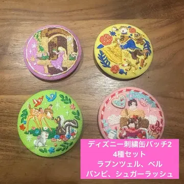 디즈니 자수 캔 배지 라푼젤 벨 밤비 슈가러쉬