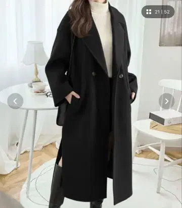 페이크 울 더블 테일러드 롱 기장 코트