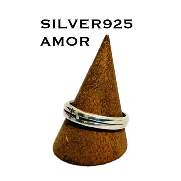 AMOR 실버 925 반지 지르코니아 크리스탈 심플한 디자인