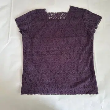 전체 레이스 상의 퍼플 플라워 레이스 반팔 엘레강트 포멀