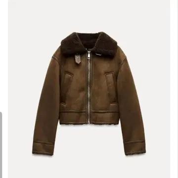ZARA 더블 페이스 페이크 레더 자켓 브라운
