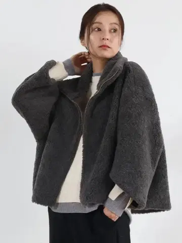 [ 익명 배송 ] CLOVE 페이크 무스탕 리버서블 코트 F 그레이