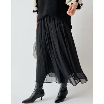 비어즐리 주름 쉬폰 개더 팬츠 블랙