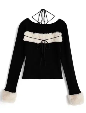 grl 퍼 홀터넥 리본 니트탑[ru1387]