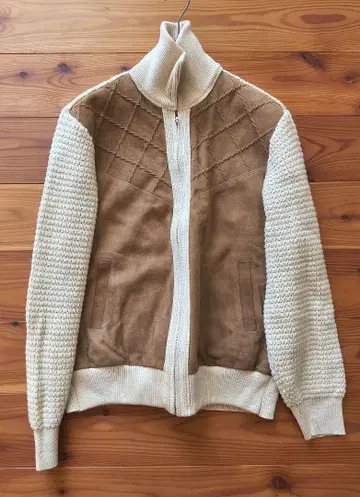 빈티지 캐나다제 가죽 니트 자켓