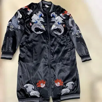 롱 스카잔 잉어 자수 블랙 새상품급