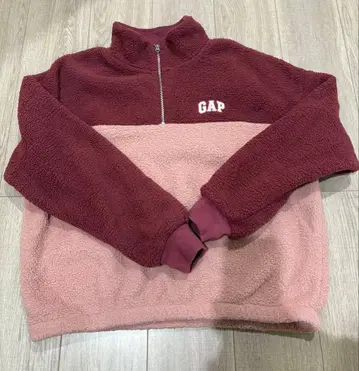 GAP 하프 지퍼 보아 자켓 L 사이즈 핑크 버건디