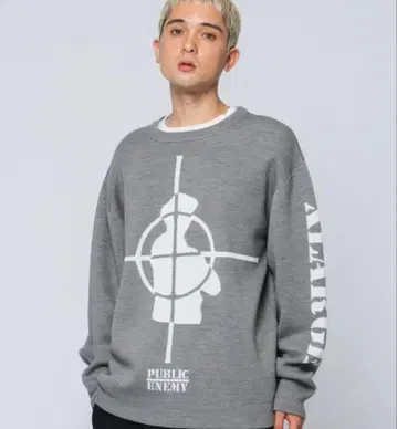 X-LARGE PUBLIC ENEMY 그레이 스웨터 M
