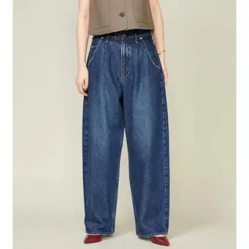 upper hights 턱 데님 팬츠 UN NAVY 사이즈 24