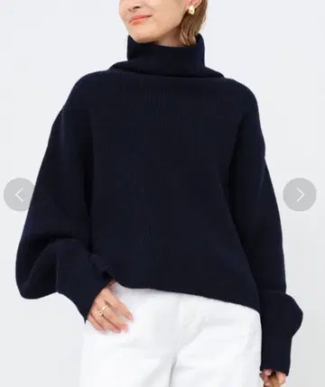 deuxieme classe 아제 슬릿 풀오버 터틀넥 네이비