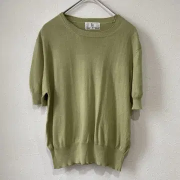 KUMIKYOKU ( M ) 니트 풀오버 5부 소매 그린 계열 아웃도어