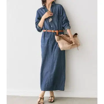 새상품 [ MONN.:.(몬) ] 데님 셔츠 원피스 네이비