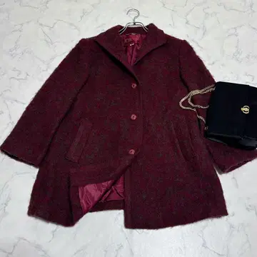 레마롱 버건디 코트 레드 보르도 [ M 상당 ] 모 100% 두꺼운 원단