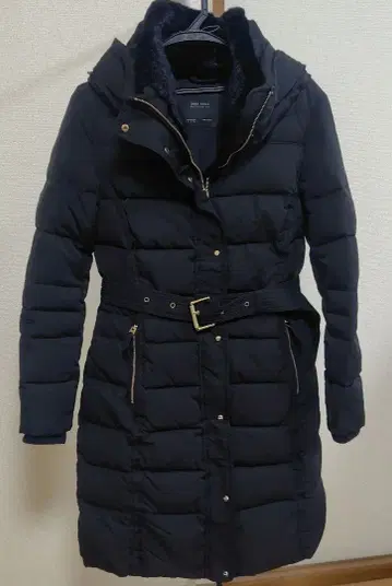 ZARA 블랙 롱 다운 자켓 후드 부착
