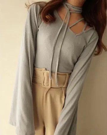 mideal 초커 리브 상의