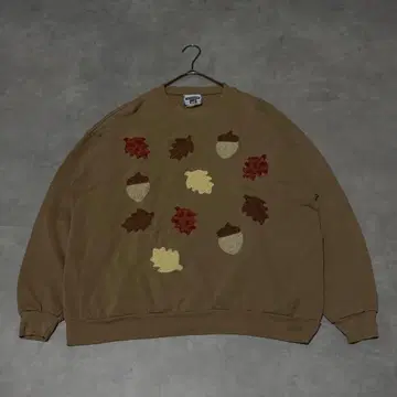 90s Lee 올드 맨투맨 페이드 브라운 리프 무늬 내추럴 구제 의류