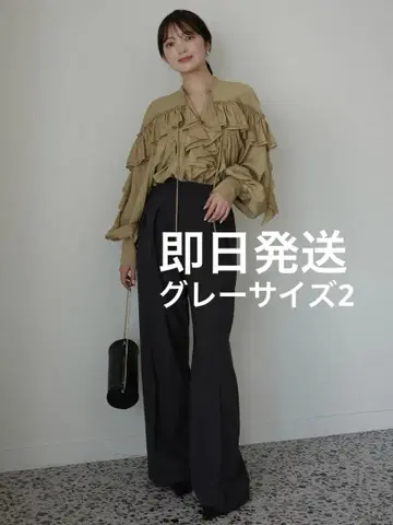 anuans 미드 웨이트 투 턱 와이드 팬츠 그레이 사이즈 2