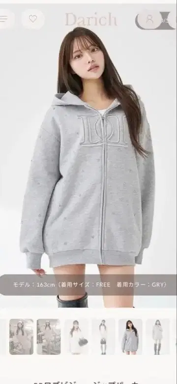 Darich 그레이 집업 후드티 FREE 사이즈