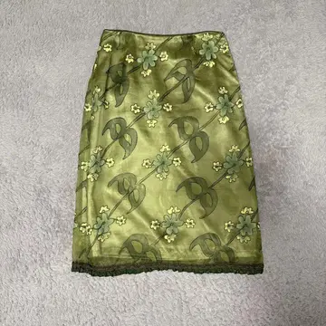 꽃무늬 그린 컬러 타이트 스커트 사이즈 42