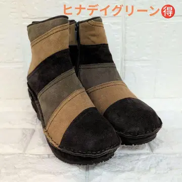 히나 데이 그린 브라운 콤비 스웨이드 웨지솔 부츠 M 사이즈