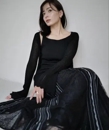 새상품급 anuans 아뉴앙스 레이스 도킹 앙상블 원피스 블랙