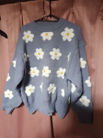 r.p.s 3D 꽃무늬 니트, 스웨터 컨트리 블루 긴팔