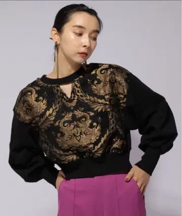 HARE 하레 2WAY 고블랑 풀오버 다마스크 무늬 크롭 기장