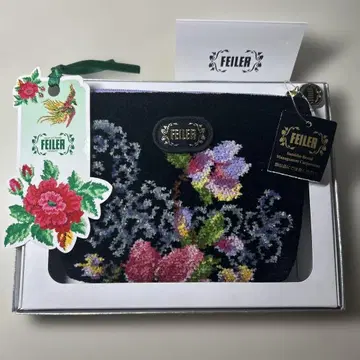 [미사용품] FEILER 꽃무늬 파우치 블랙