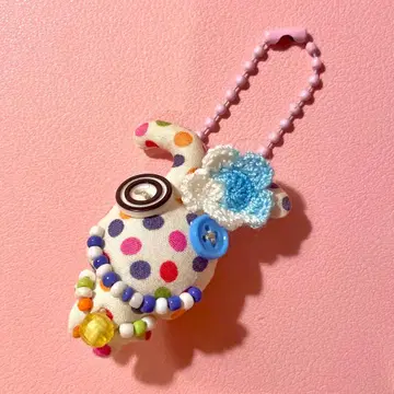 토끼 비즈 스트랩 마스코트 키링 헤이세이 레트로