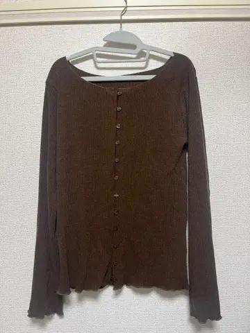 mystic 기모 리브 버튼 가디건 브라운 mline