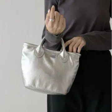 [컨디션 최상] PAPILLONNER 경량 가죽 토트백 2way 실버