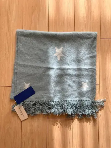 [ 새상품 ] 바톤: 라쿤 머플러 별 패턴 스카이블루