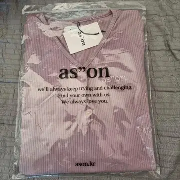 ason 롱 티셔츠 V넥 긴팔 핑크 S 사이즈