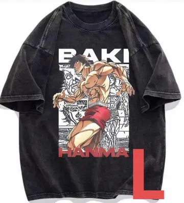 바키 한마 바키 프린트 T셔츠 L 새상품